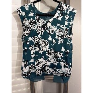 Banana Republic Top Size M Green Black and White Blouse w/ Open Back